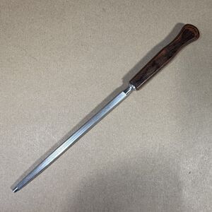 Vintage Flint Steel Knife Sharpener Honing Rod 13.5" Wood Handle England
